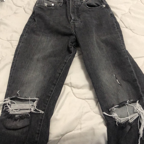 Black Ripped H&M Mom Jeans - Picture 2 of 4